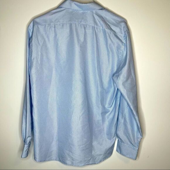 Large (16-16.5) Nicole Miller‎ Blue-White Print LS Dress Shirt - Picture 3 of 4